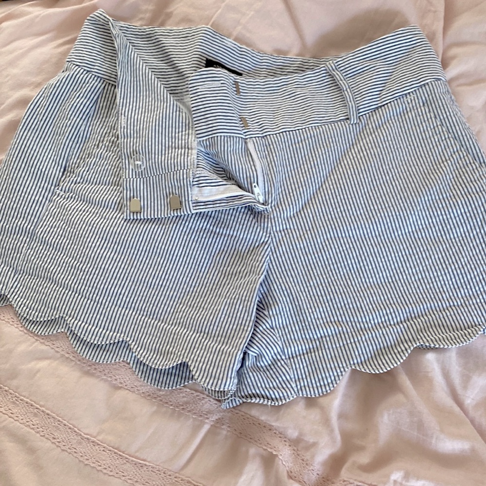 Ann Taylor blue/white striped shorts.
